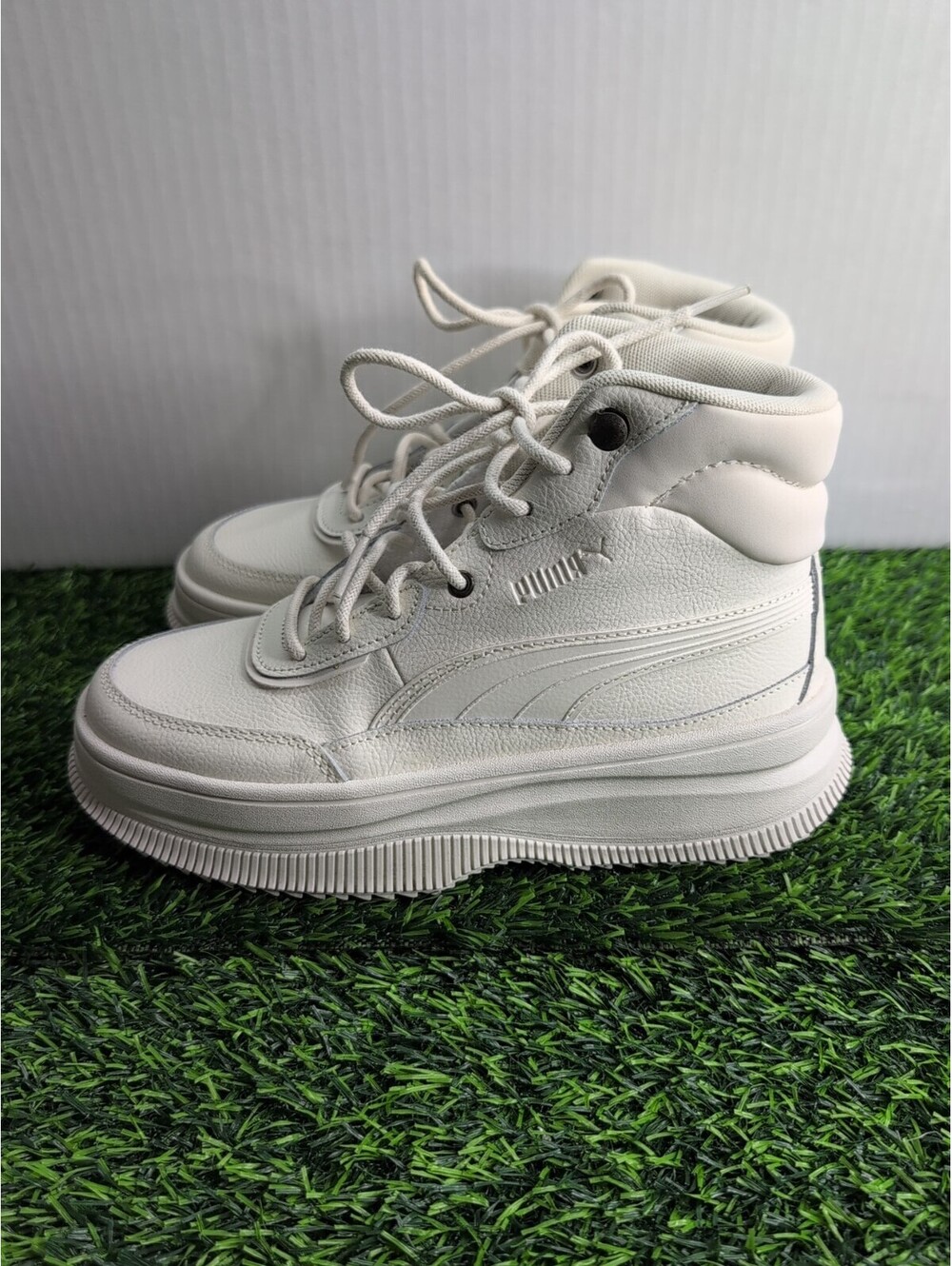 PUMA Mayra Lace Up High Top Womens Off White Sneakers Casual Shoes 39231603 - Picture 2 of 15